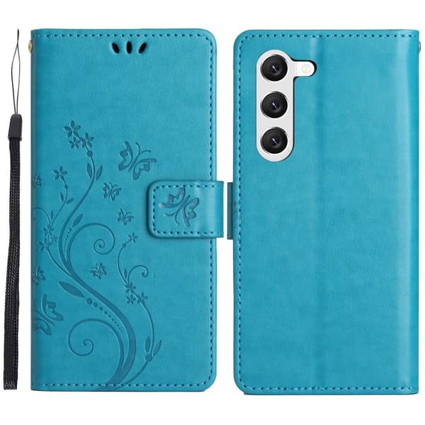 Läderfodral Fjärilar Samsung Galaxy S23 Blå