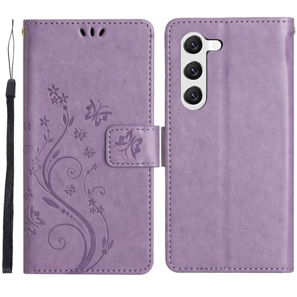 Läderfodral Fjärilar Samsung Galaxy S23 Lila