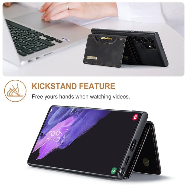 DG.MING 2 in 1 Magnetic Card Slot Case Samsung Galaxy S23 Ultra Black