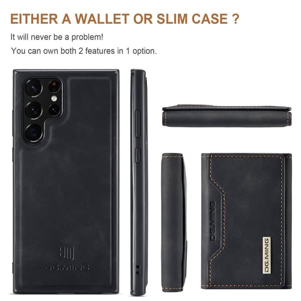 DG.MING 2 in 1 Magnetic Card Slot Case Samsung Galaxy S23 Ultra Black