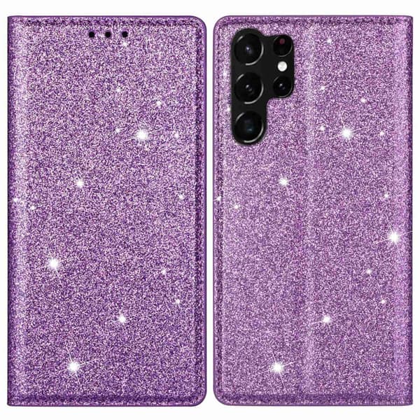 Glitter Plånboksfodral Samsung Galaxy S23 Ultra Lila