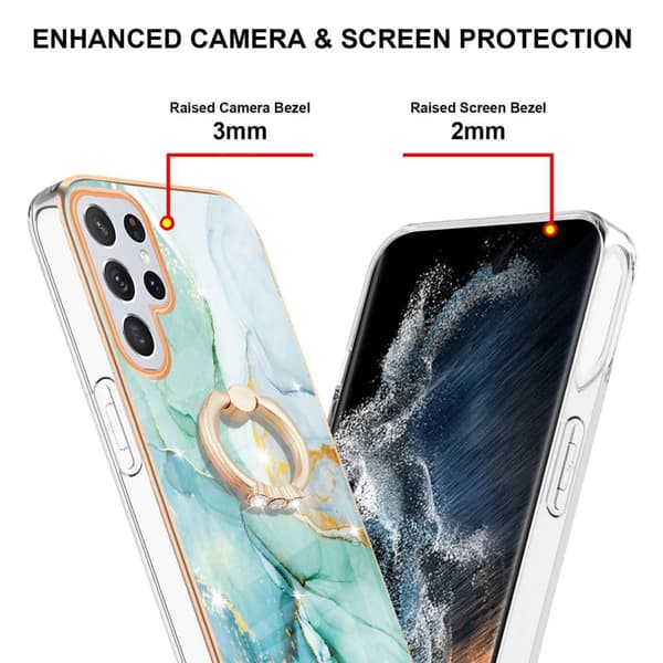 Skal Med Ringhållare Samsung Galaxy S23 Ultra Grön Marmor