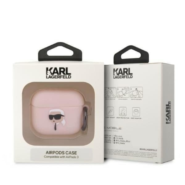 Karl Lagerfeld AirPods 3 Skal Silicone Karl Head 3D - Rosa