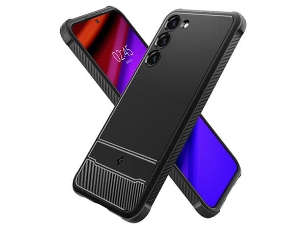 Spigen Rugged Armor - Baksidesskydd för mobiltelefon - termoplastisk polyuretan (TPU) - mattsvart - för Samsung Galaxy S23