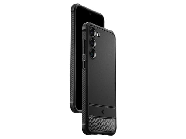 Spigen Rugged Armor - Baksidesskydd för mobiltelefon - termoplastisk polyuretan (TPU) - mattsvart - för Samsung Galaxy S23