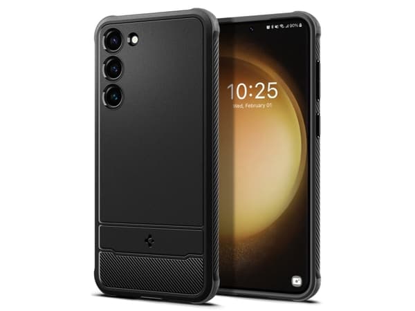 Spigen Rugged Armor - Baksidesskydd för mobiltelefon - termoplastisk polyuretan (TPU) - mattsvart - för Samsung Galaxy S23