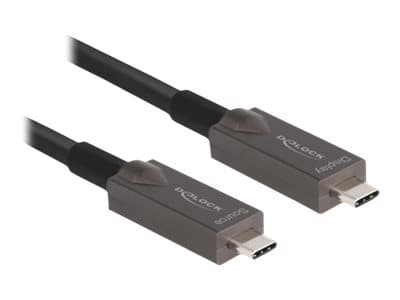 Delock - USB-kabel - 24 pin USB-C (hann) til 24 pin USB-C (hann) - USB 3.2 Gen 2 - 3 A - 5 m - USB Power Delivery (60W), 4 K 144 Hz (3840 x 2160) stø