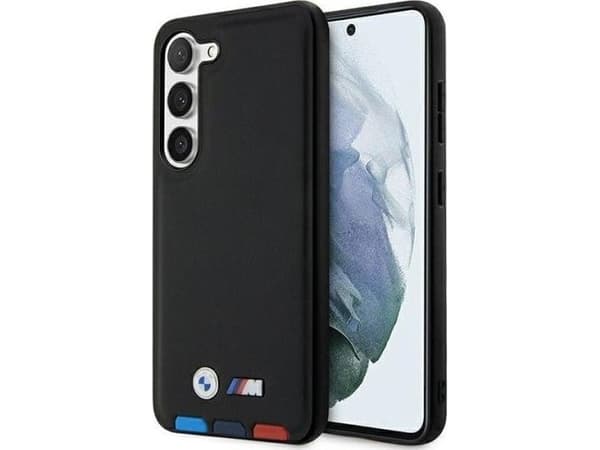 Samsung Galaxy S23+ BMW Nahkakotelo Stamp Tricolor (BMHCS23M22PTDK) musta