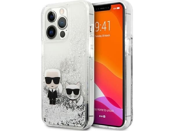 Karl Lagerfeld Liquid Glitter Karl &amp; Choupette - iPhone 13 Pro Case (hopea)