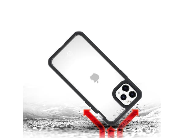 ITSKINS HYBRID SOLID suojakuori iPhone 11 Pro / XS / X®. Musta ja läpinäkyvä