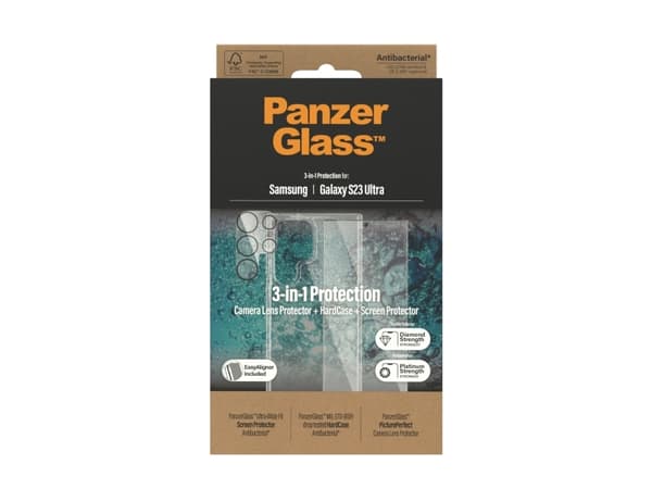 PanzerGlass - 3-i-1 beskyttelsespakke - skjerm / linse / bakbeskyttelsessett for mobiltelefon - for Samsung Galaxy S23 Ultra