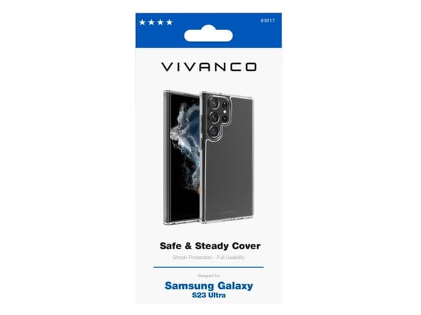 Vivanco Safe and Steady, Etui, Samsung, Galaxy S23 Ultra, 16,8 cm (6.6"), Gjennomsiktig