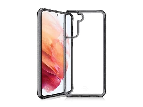 ITSKINS HYBRID CLEAR suojakuori Galaxy S21 4G / 5G®. Musta ja läpinäkyvä