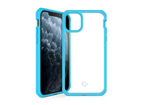 ITSKINS HYBRID SOLID cover til iPhone 11 Pro Max / XS Max®. Blå og gennemsigtig