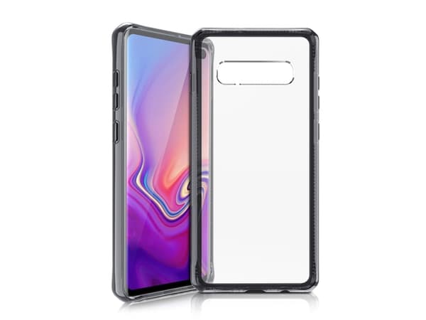 ITSKINS HYBRID CLEAR suojakuori Samsung Galaxy S10+®. Musta ja läpinäkyvä