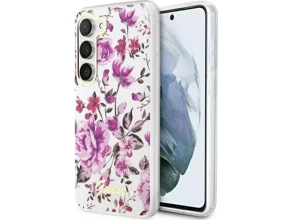 Samsung Galaxy S23 Plus Guess Flower Collection dėklas (GUHCS23MHCFWST) baltos spalvos