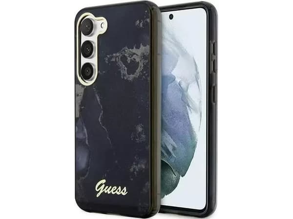 Samsung Galaxy S23 Plus Guess dėklas Golden Marble Collection (GUHCS23MHTMRSK) juodos spalvos