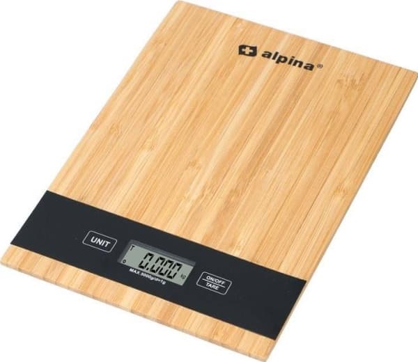 Alpina - Digital bambus kjøkkenvekt 5kg