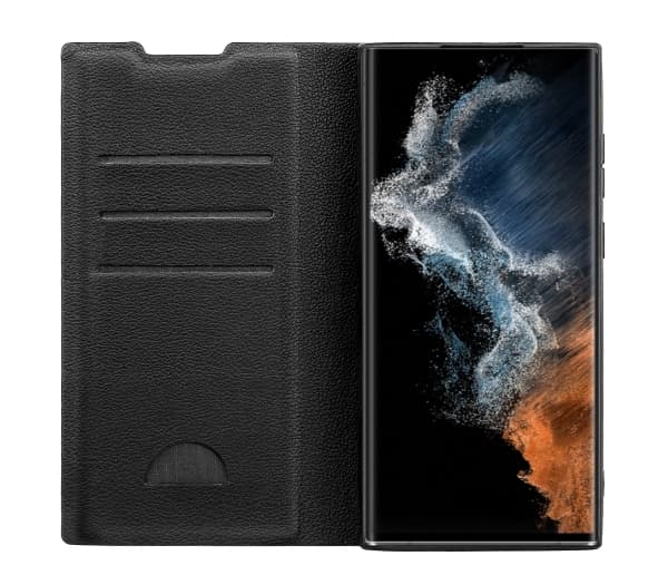 Vivanco Premium -esite Samsung Galaxy S23 Ultra Sort Standerfunktion