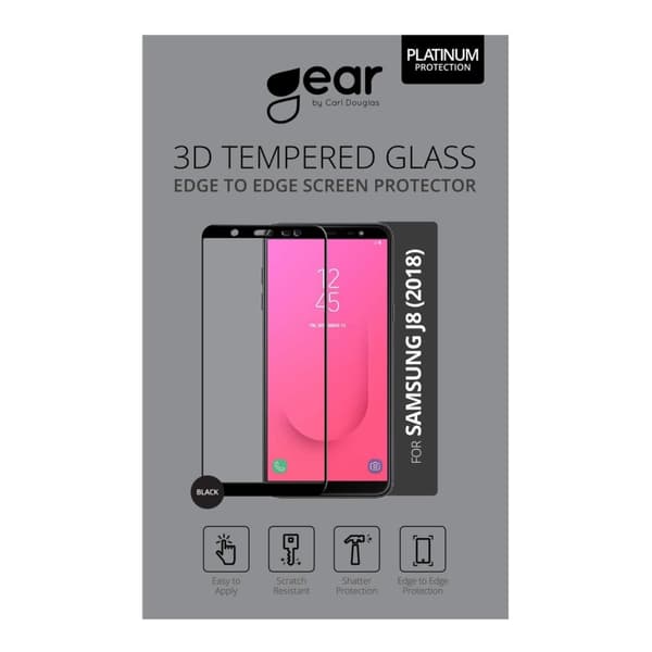 Gear Hærdet Glas 3D Full Cover Sort Samsung J8 2018