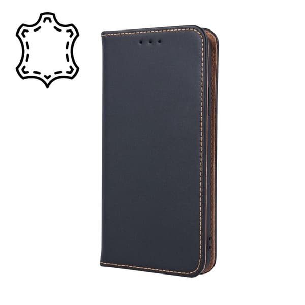 Forever ÄKTA lærveske Smart Pro for Samsung S10 Plus Svart