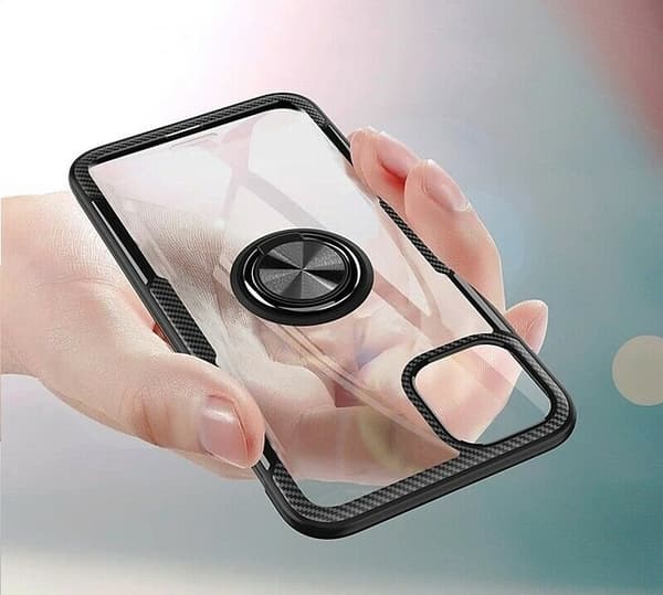 Etui med ringholder for iPhone 12 mini, Transparent/Svart