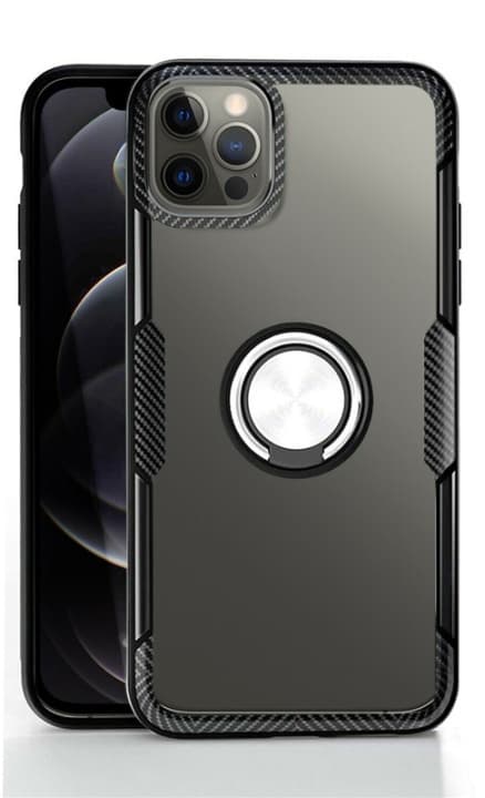 Etui med ringholder for iPhone 12 mini, Transparent/Svart