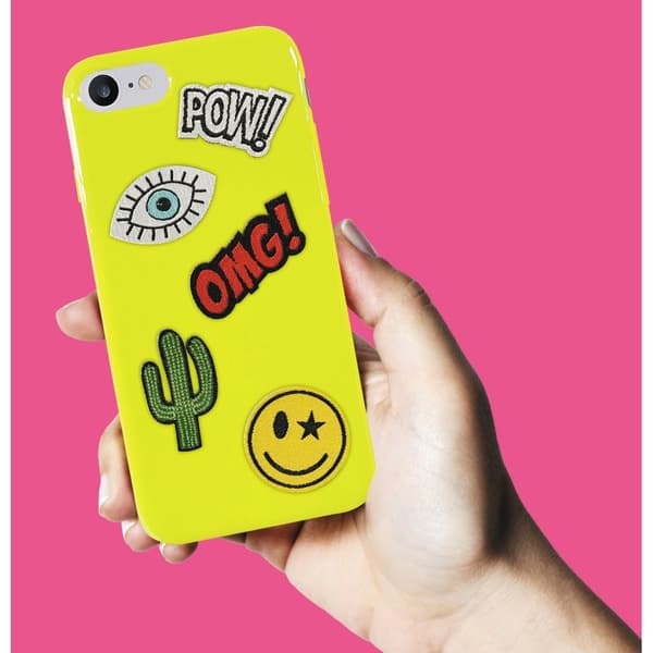 Puro Skal till iPhone SE/8/7, Patch Mania, 5st dekaler, Anpassningsbart, Gul