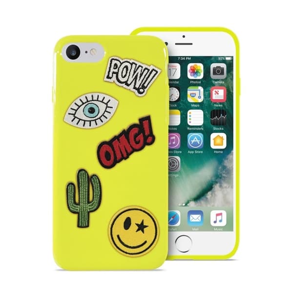 Puro Skal till iPhone SE/8/7, Patch Mania, 5st dekaler, Anpassningsbart, Gul