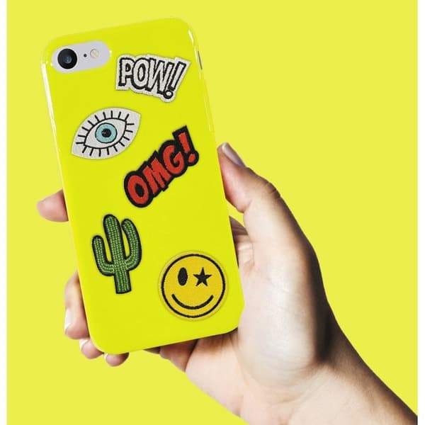 Puro Skal till iPhone SE/8/7, Patch Mania, 5st dekaler, Anpassningsbart, Gul