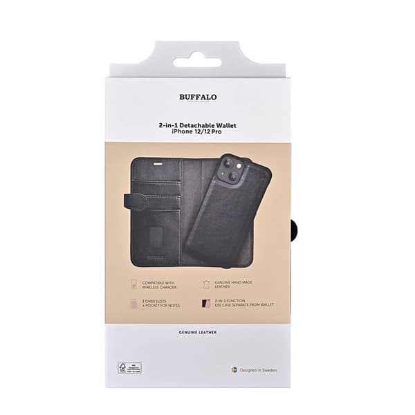 Buffalo Wallet Læder iPhone 12/12 Pro Sort