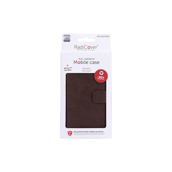 Radicover Strålingsbeskyttende Wallet PU iPhone 11 Pro Max Flipcover RFID Brun