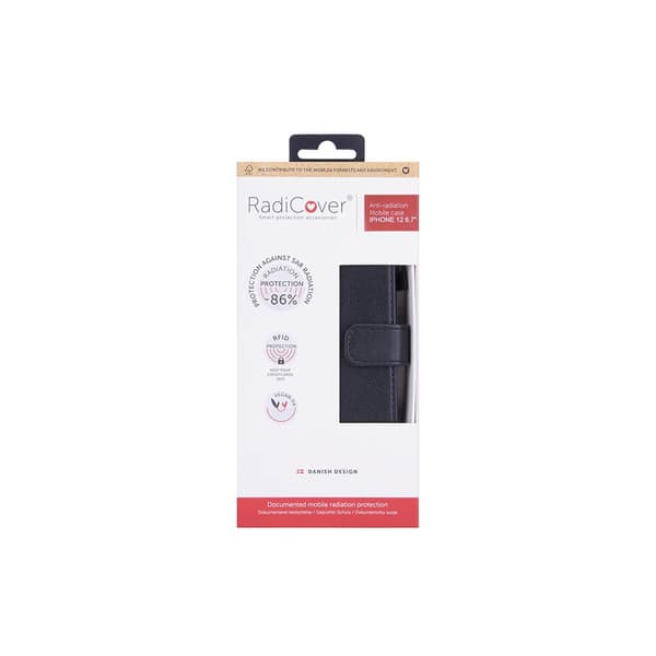 Radicover Strålingsbeskyttende Wallet PU iPhone 12 Pro Max Flipcover RFID Sort