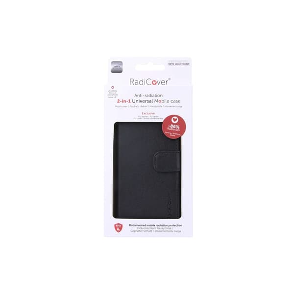 Radicover Strålningsskydd Mobilfodral PU Universal Medium 5-5,4" 2in1 Magnetskal Svart