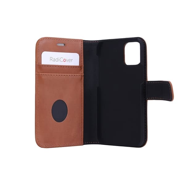 Radicover Strålingsbeskyttende Wallet Læder iPhone 12 Mini 2in1 Exclusive RFID Brun