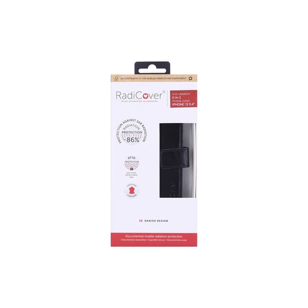 Radicover Lompakko iPhone 12 Mini Säteilysuojattu 2in1 RFID Musta
