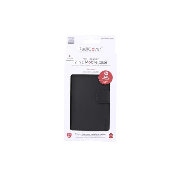 Radicover Strålningsskydd Mobilfodral Skinn iPhone Xs Max 2in1 Magnetskal Svart