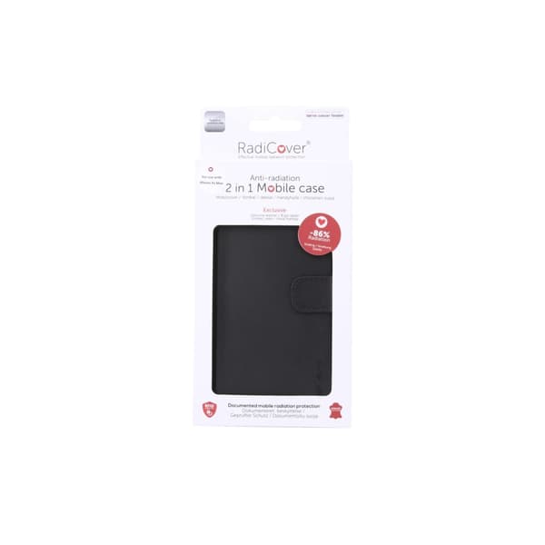 Radicover Strålningsskydd Mobilfodral Skinn iPhone Xs Max 2in1 Magnetskal Svart