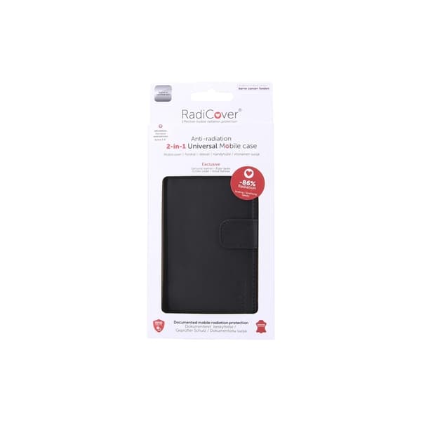 Radicover Strålingsbeskyttende Wallet Læder Universal Large 5-5,4" 2in1 Exclusive RFID Sort