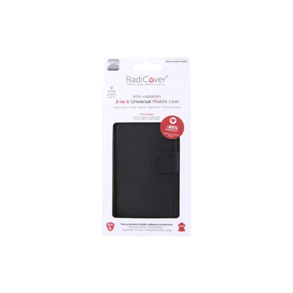 Radicover Strålingsbeskyttende Wallet Læder Universal Large 5-5,4" 2in1 Exclusive RFID Sort