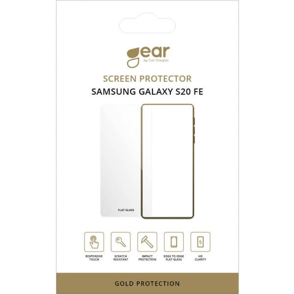 GEAR Glass Prot. Flat Case Friendly 2.5D GOLD Samsung Galaxy S20FE 5G/S20FE 4G