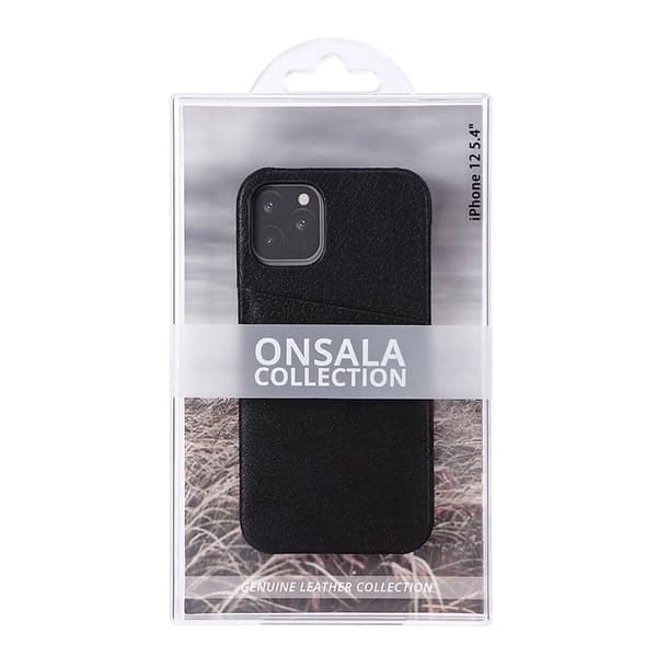 Onsala COLLECTION Mobilskal Skinn Svart iPhone 12  Mini med Kortfack