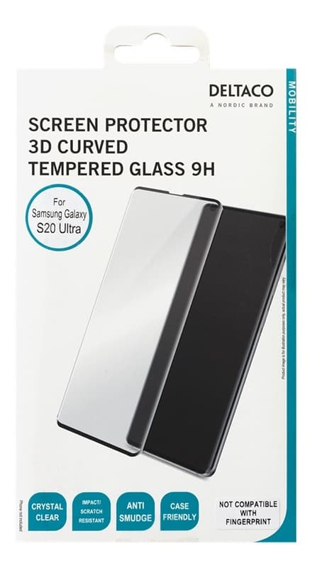 DELTACO screen protector,  Samsung Galaxy S20 Ultra, 3D curved glass