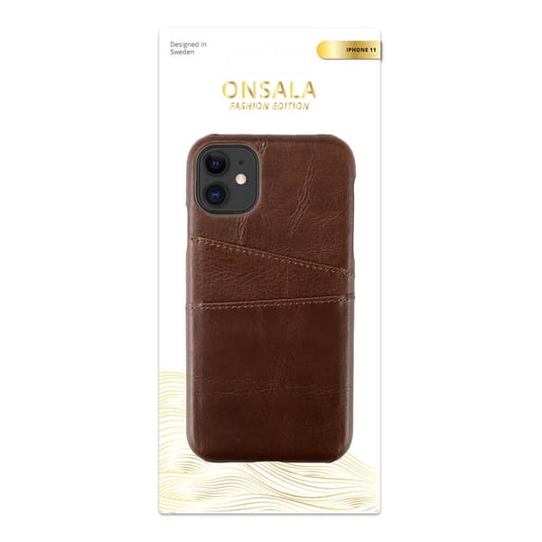 Onsala COLLECTION Mobilskal Skinn Brun iPhone 11 med Kortfack