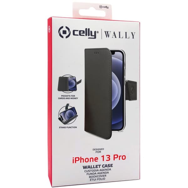 Celly Wallet Case iPhone 13 Pro, Svart