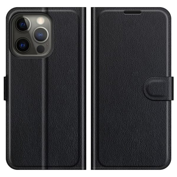 PU-læder cover til iPhone 13 Pro Max, Svart