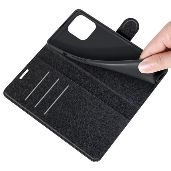 PU-læder cover til iPhone 13 Pro Max, Svart