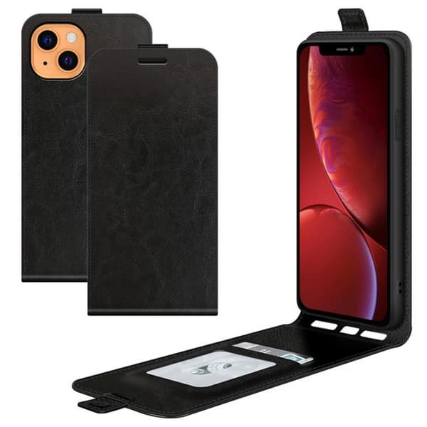 Flip-etui i PU-læder til iPhone 13 Pro, Sort