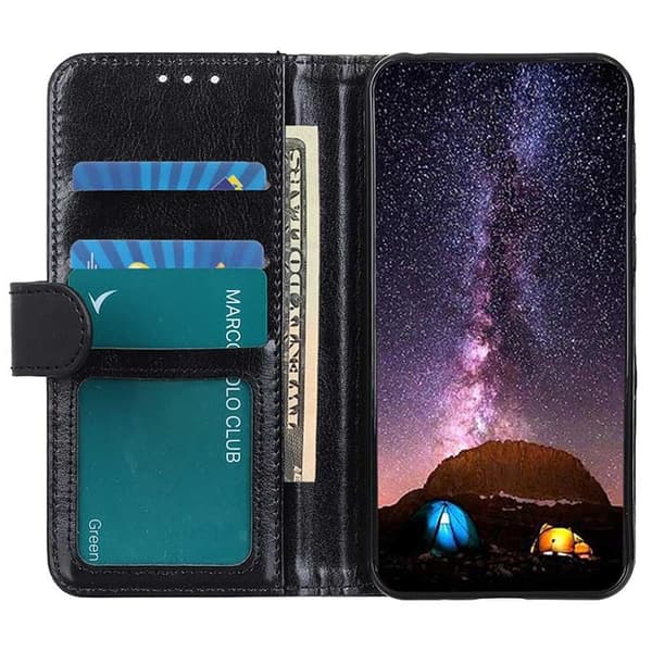 Etui i PU-lær med kortlomme for iPhone 13, Svart