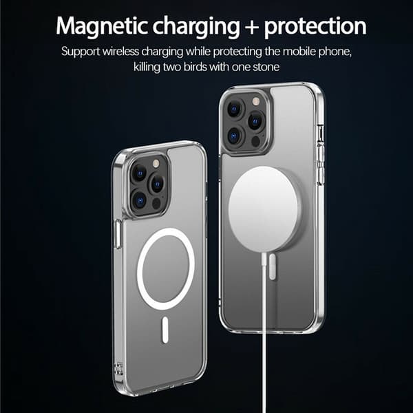 Gennemsigtigt etui med understøttelse af magnetisk opladning, iPhone 13